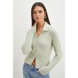 UTERPE Mint Yeşili Tüylü Crop Hırka