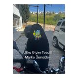 Utku Giyim SÜNGER BOB DESENLİ MOTOSİKLET SELE KILIFI SİYAH RENK LİKRALI SARAN KUMAŞ POTLUK BIRAKMAZ