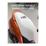 Utku Giyim TVS UYUMLU BEYAZ MOTOSİKLET KOLTUK SELE KILIFI