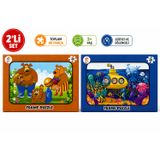 Utku Oyuncak 🧩 2’li Frame Puzzle Seti – Ayı Ailesi ve Denizaltı Macerası