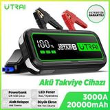 UTRAI Jstar 8 74Wh 20000mAh 3000A Jump Starter Taşınabilir Akü Takviye Cihazı Powerbank+Led Lamba+TaşımaKılıfı+LCD Ekran