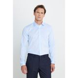 Ütü Gerektirmeyen Ekstra Slim Fit Dar Kesim Klasik Yaka %100 Pamuk Non-Iron Gömlek - Açık Mavi - 2XL