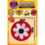 Ütü ile Yapışan Arma Yama, Beyaz Çiçek (4 ADET) Ütüyle Yapışan Nakış Dokuma Aplike Patch