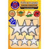 Ütü ile Yapışan Arma Yama, Beyaz Yıldız (6 ADET) Ütüyle Yapışan Nakış Dokuma Aplike Patch