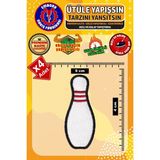 Ütü ile Yapışan Arma Yama, Bowling Labut Pin (4 Adet) Ütüyle Yapışan Nakış Dokuma Aplike Patch