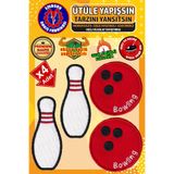 Ütü ile Yapışan Arma Yama, Bowling Topu ve Labut (4 Adet) Ütüyle Yapışan Nakış Dokuma Aplike Patch