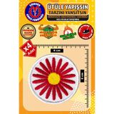 Ütü ile Yapışan Arma Yama, Kırmızı Çiçek (4 ADET) Ütüyle Yapışan Nakış Dokuma Aplike Patch