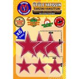 Ütü ile Yapışan Arma Yama, Kırmızı Yıldız (6 Adet) Ütüyle Yapışan Nakış Dokuma Aplike Patch