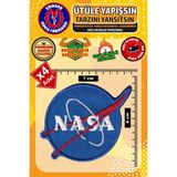 Ütü ile Yapışan Arma Yama, Nasa Logo (4 Adet) Ütüyle Yapışan Nakış Dokuma Aplike Patch