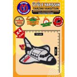 Ütü ile Yapışan Arma Yama, Nasa Mekik (4 Adet) Ütüyle Yapışan Nakış Dokuma Aplike Patch