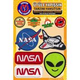 Ütü ile Yapışan Arma Yama, Nasa Uzay Seti (5 Adet) Ütüyle Yapışan Nakış Dokuma Aplike Patch