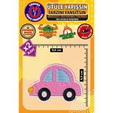 Ütü ile Yapışan Arma Yama, Pembe Araba (2 Adet) Ütüyle Yapışan Nakış Dokuma Aplike Patch