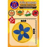 Ütü ile Yapışan Arma Yama, Sarı Çiçek (4 ADET) Ütüyle Yapışan Nakış Dokuma Aplike Patch