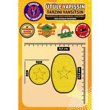 Ütü ile Yapışan Arma Yama, Sarı Yama (2 Adet) Ütüyle Yapışan Nakış Dokuma Aplike Patch