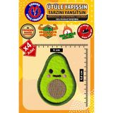 Ütü ile Yapışan Arma Yama, Sevimli Avokado (4 ADET) Ütüyle Yapışan Nakış Dokuma Aplike Patch