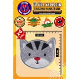 Ütü ile Yapışan Arma Yama, Sevimli Kedi (4 Adet) Ütüyle Yapışan Nakış Dokuma Aplike Patch