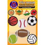 Ütü ile Yapışan Arma Yama, Spor top Seti-2 (6 ADET) Ütüyle Yapışan Nakış Dokuma Aplike Patch