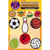 Ütü ile Yapışan Arma Yama, Spor Top Seti-3 (6 ADET) Ütüyle Yapışan Nakış Dokuma Aplike Patch