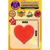 Ütü ile Yapışan Arma Yama, Turuncu Kalp (4 ADET) Ütüyle Yapışan Nakış Dokuma Aplike Patch