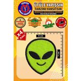 Ütü ile Yapışan Arma Yama, Uzaylı (4 Adet) Ütüyle Yapışan Nakış Dokuma Aplike Patch