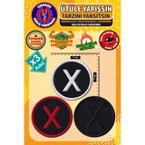 Ütü ile Yapışan Arma Yama, X Harf (3 ADET) Ütüyle Yapışan Nakış Dokuma Aplike Patch