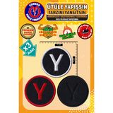 Ütü ile Yapışan Arma Yama, Y Harf (3 ADET) Ütüyle Yapışan Nakış Dokuma Aplike Patch