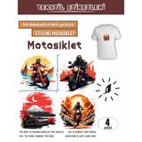 Ütü ile Yapışan Kıyafet Etiketi Motosiklet 4lü Set