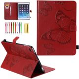 UUCOVERS iPad 9.7 inç Kılıf 6./5. Nesil (2018/2017 Sürümü) Stand/Kalem Tutucu/Cep/Akıllı [Otomatik Uyandırma/Uyku] Kabartmalı Folyo Kapak iPad Air 2/Air 1 için, Kırmızı Kelebek