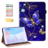 UUcovers iPad Air 13 inç M2 (2024) ve iPad Pro 12.9 Kılıf 6./5./4. Nesil (2022/2021/2020/2018) Stand/Kalem Tutucu/Folyo PU Deri Cüzdan Kılıfı, Otomatik Uyku/Uyandırma, Mavi Kelebek Elmas