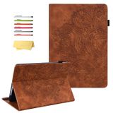 UUcovers iPad için 9./8./7. Nesil Kılıf 10.2 inç 2021/2020/2019 Kalem Tutucu/Folyo Standı PU Deri/Yumuşak TPU Darbeye Dayanıklı Manyetik Cüzdan Kabartmalı Çiçek Desenli Kapak, Kahverengi Tavus Kuşu
