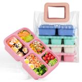 UURFSE Bento yemek kutusu, 5 bölmeli, yeniden kullanılabilir Bento kutusu, 4'lü paket, gıda saklama kapları, iş ve seyahat için bölünmüş buğday samanı kapları (buğday, 5 C)