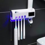 Uv Işıklı Diş Fırçası Sterilizatörü ve Otomatik Diş Macunu Dispenseri Hijyenik Diş Fırçası Tutucu - Beyaz