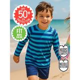 Uv Korumalı Çizgili Erkek Çocuk Mayo T-Shirt - Mavi - 3 Yaş