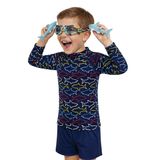UV Korumalı Erkek Çocuk Mayo T-shirt UVP+50 Faktör Koruma Uzun Kollu Köpekbalığı