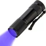 Uv LED El Feneri | 9 Led, 395NM | Leke Dedektörü, Idrar ve Evcil Hayvan Lekesi Bulucu, Taşınabilir Ni Fener [ A]