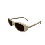 UV400 Korumalı Plastik Kadın Güneş Gözlüğü, Bej Çerçeve, Kahverengi Cam, Oval Stil