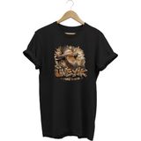 Üveyik Kuşu Baskılı Arazi ve Doğa Tişörtü Outdoor Giyim - Siyah