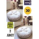 Uveys Consepts YUVARLAK YER MİNDERİ 2 ADET SİLİNEBİLİR KUMAŞ 60X60X10