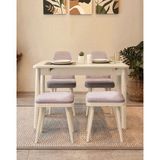 Uvi Collection Vina Mini Açılır Mutfak Masa Takımı, Krem Gri (1 Masa + 2 Sandalye + 2 Tabure)