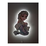 UViolets Dekoratif Ahşap Baskılı Karlar Kraliçesi Elsa Çocuk Odası Gece Lambası 21*35
