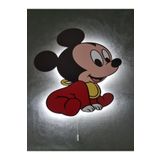 UViolets Dekoratif Ahşap Baskılı Ledli Baby Mickey Mouse Çocuk Odası Gece Lambası 32*32