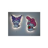UViolets Dekoratif Ahşap Baskılı Sanrio Sevimli Kuromi Ve My Melody Çocuk Odası Gece Lambası (2'li Ürün)