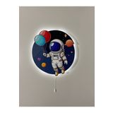 UViolets Dekoratif Ahşap Baskılı Uzay Temalı Balon Tutan Astronot Çocuk Odası Gece Lambası 30*32