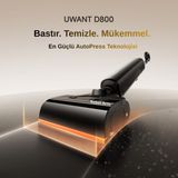 Uwant 25.000Pa 100℃ Islak Kuru Şarjlı Süpürge | Vakum + Mop | Akıllı, Kendini Temizleme Özellikli D800 - Gri