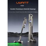 UWANT V500 25.000Kpa Emiş Gücüne Sahip Kendisini Temizleyebilen BLDC, Şarjlı, Standlı Dikey Süpürge Gri