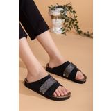 uway Kadın Comfort Esnek Ayarlanabilir Pırlanta Cırt Şık Anatomik Outdoor Rahat Günlük Sandalet Terlik