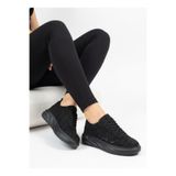uway Kadın Dantel Detaylı İçi Hakiki Deri Ortopedik Taban Sneakers Ayakkabı