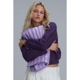 Uwen Kadın Örme Sweatshırt Mürdüm, Mürdüm, XL