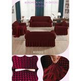 UY STYLE Bürümcük Lastikli, Etekli Koltuk Örtüsü 3+3+1+1 Takım - 180 x 230 cm - Bordo