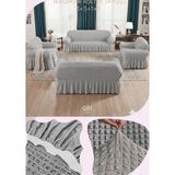 UY STYLE Bürümcük Lastikli, Etekli Koltuk Örtüsü 3+3+1+1 Takım - 180 x 230 cm - Gri